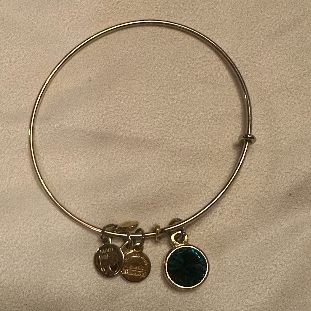 Alex and Ani Gold Bracelet with Green Charm
